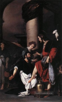  Augustine Galerie - St Augustine Waschen der Füße Christi Italienischen Barock Bernardo Strozzi